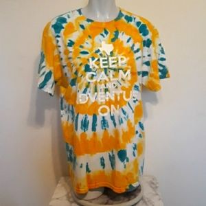 TEXAS Keep Calm and Adventure On Yellow‎ Tiedye Tee Gildan L